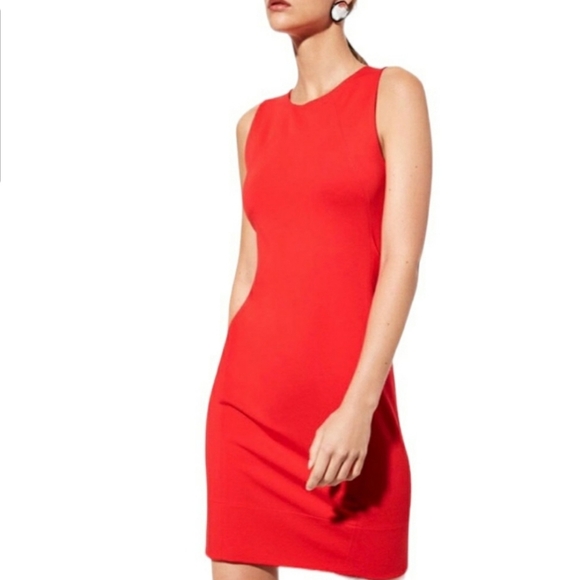 NWOT Aritzia Babaton Miguel red/orange fitted dress. Women size 6 - Picture 2 of 11